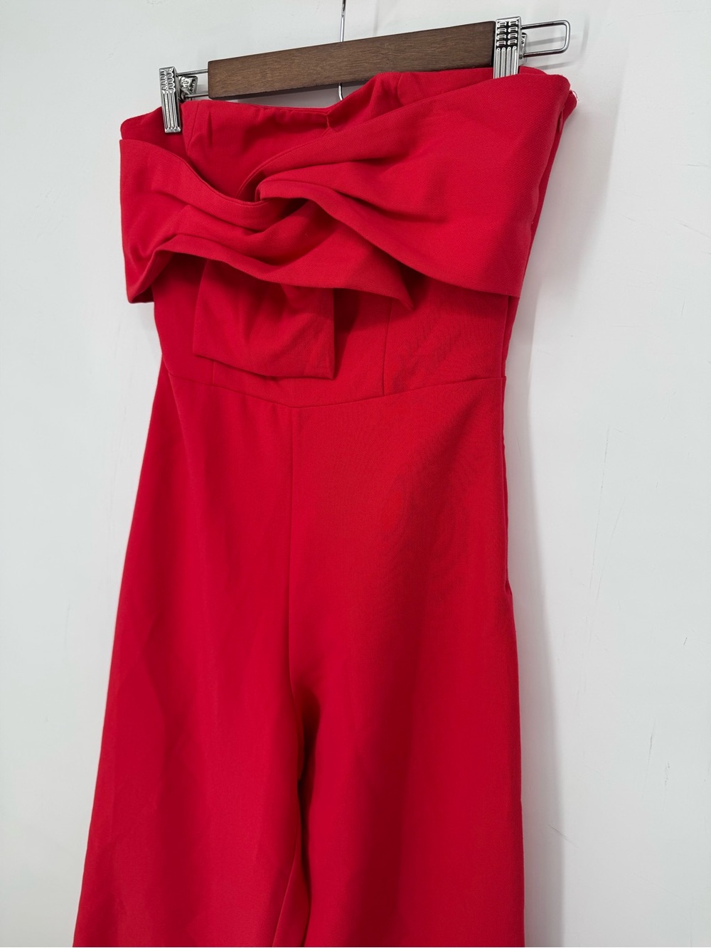 DO+BE Red Bow Strapless Jumpsuit Wide Leg Cocktail Holiday Party Size Small - Picture 3 of 13